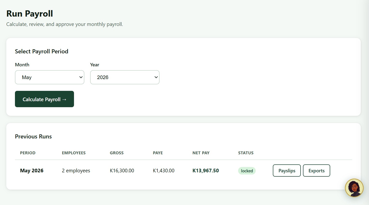 ZamPay leave management view with employee balances and pending leave requests